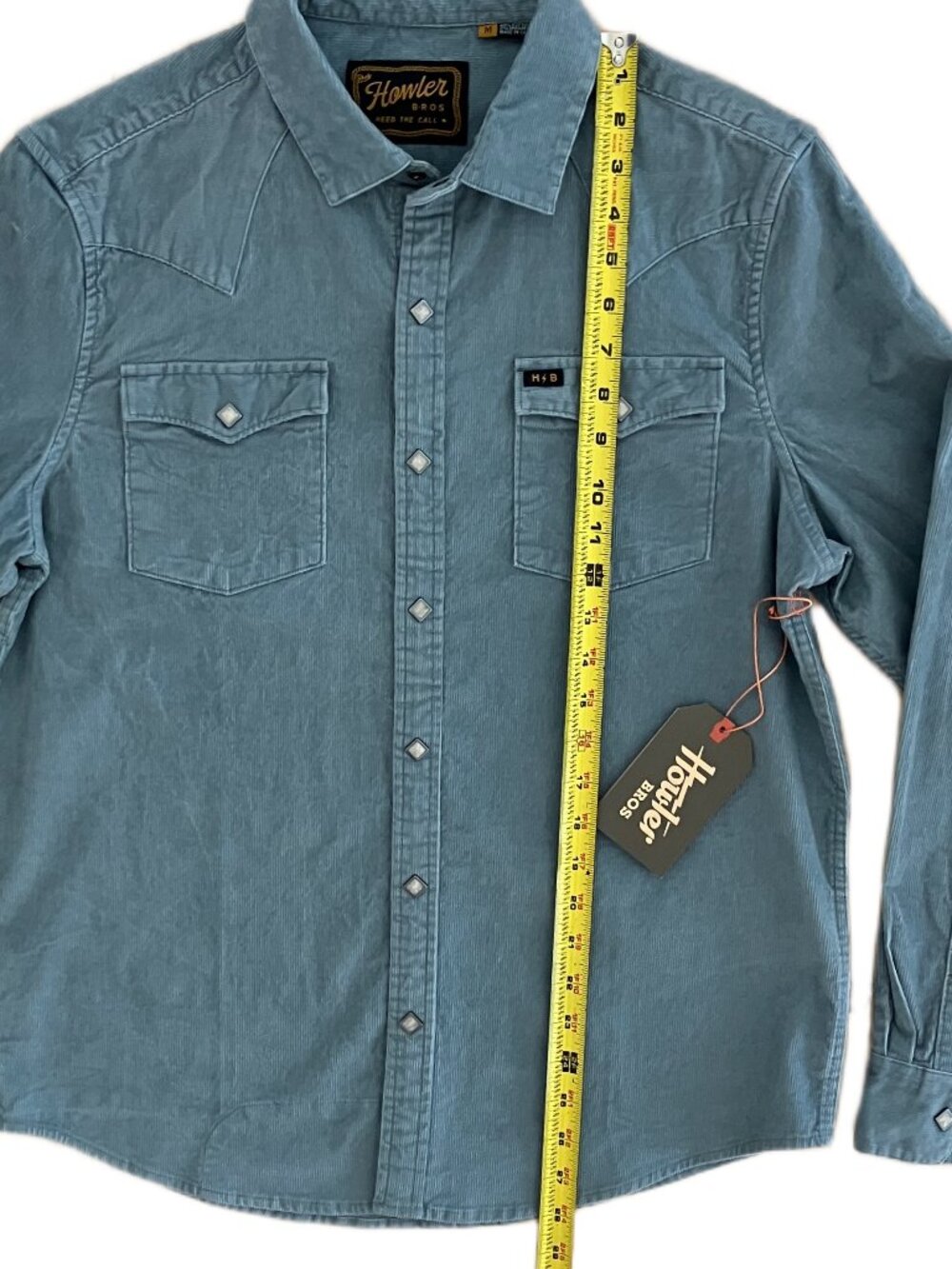 Howler Bros Brothers Banning Corduroy Snapshirt Mens M NWT MSRP$129 Iron Blue - Picture 9 of 12